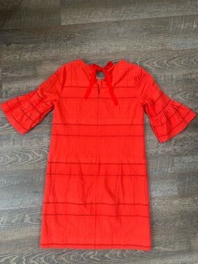 J. Crew Bright Red Eyelet Shift Mini Dress with Flutter  Belle Sleeves!